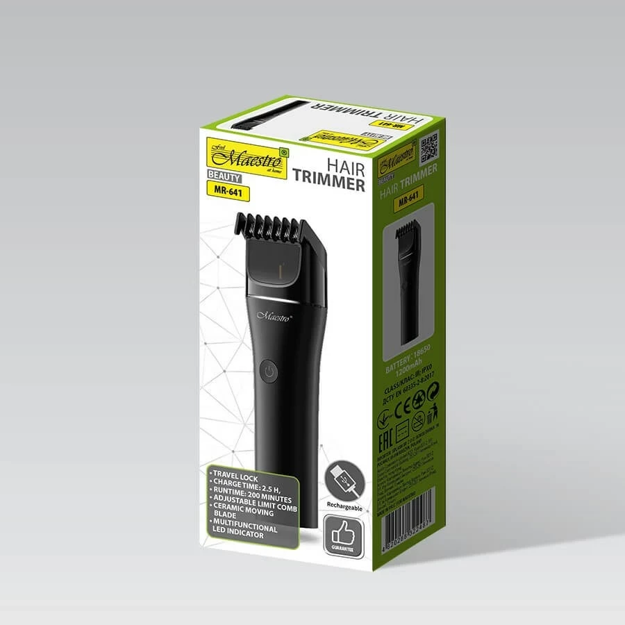 Makinica za britje Maestro MR-641, brez kabla, 1200 mAh, črna