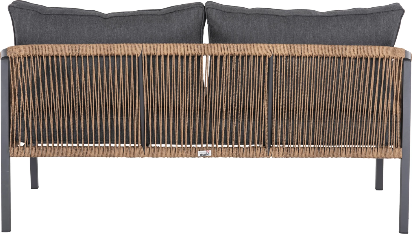Zunanja dvosedna sedežna garnitura MAERLY FH6055.03 aluminij v antracit-temno bež sintetična vrv-antracit blazine
