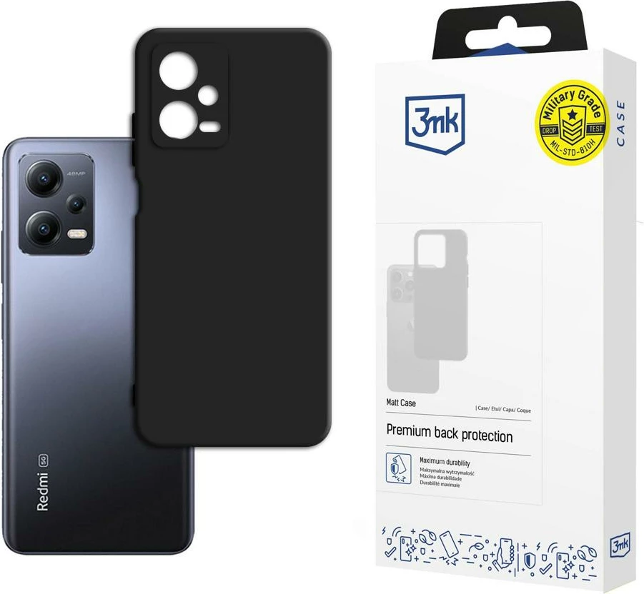 Matt ovitek 3mk za Xiaomi Redmi Note 12 5G / Poco X5 5G, črn