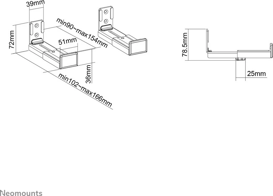Univerzalni nosilec za videobar/soundbar Neomounts AWL29-550BL1, jeklo, 15 kg, črn