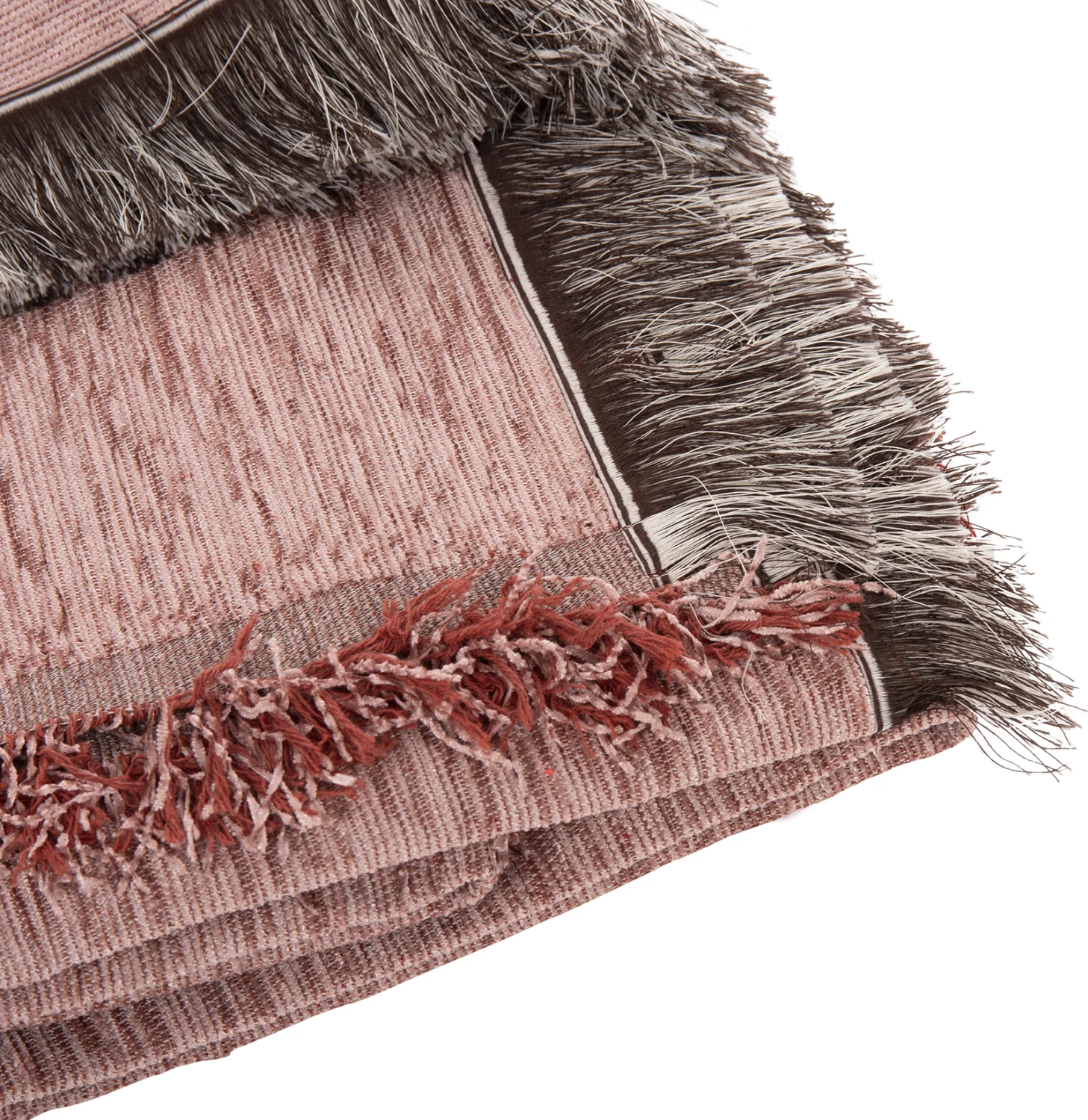 Prevleka za kavč z resicami DREAMTOPIA FH12161.03 v prašno roza barvi 245X170 cm