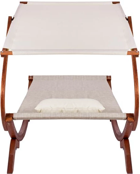 Leseni ležalnik oreh-bež s senčnikom Colby FH5671.02 105x221x162cm