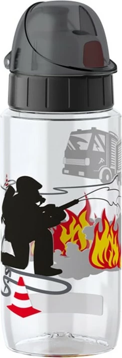 Steklenica za vodo 0,5 L, Tritan, AutoClose, motiv gasilca, prozorna s črnim pokrovom Emsa Drink2Go