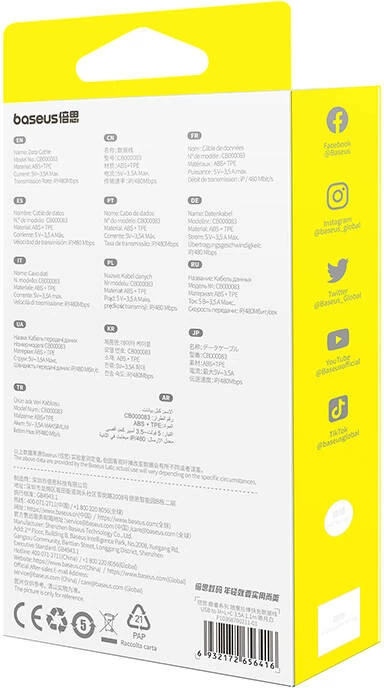 Polnilni kabel 3-v-1 Baseus Free2Draw, USB na micro USB+USB-C+Lightning, 1,1 m, bel