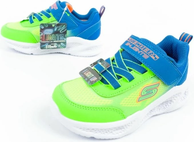 Superge z LED lučmi, Skechers S Lights Jr 401495N/BLLM, modro-zelene