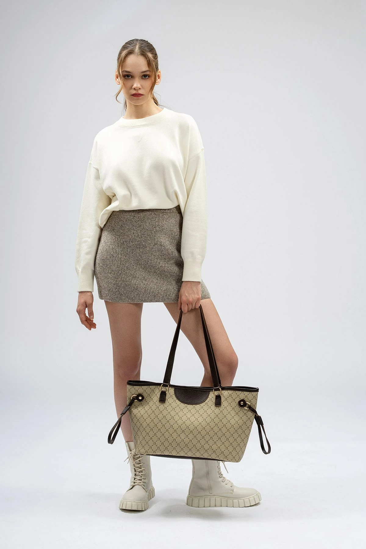 Tote torba krem in rjava Lucky Bees, 355 v2