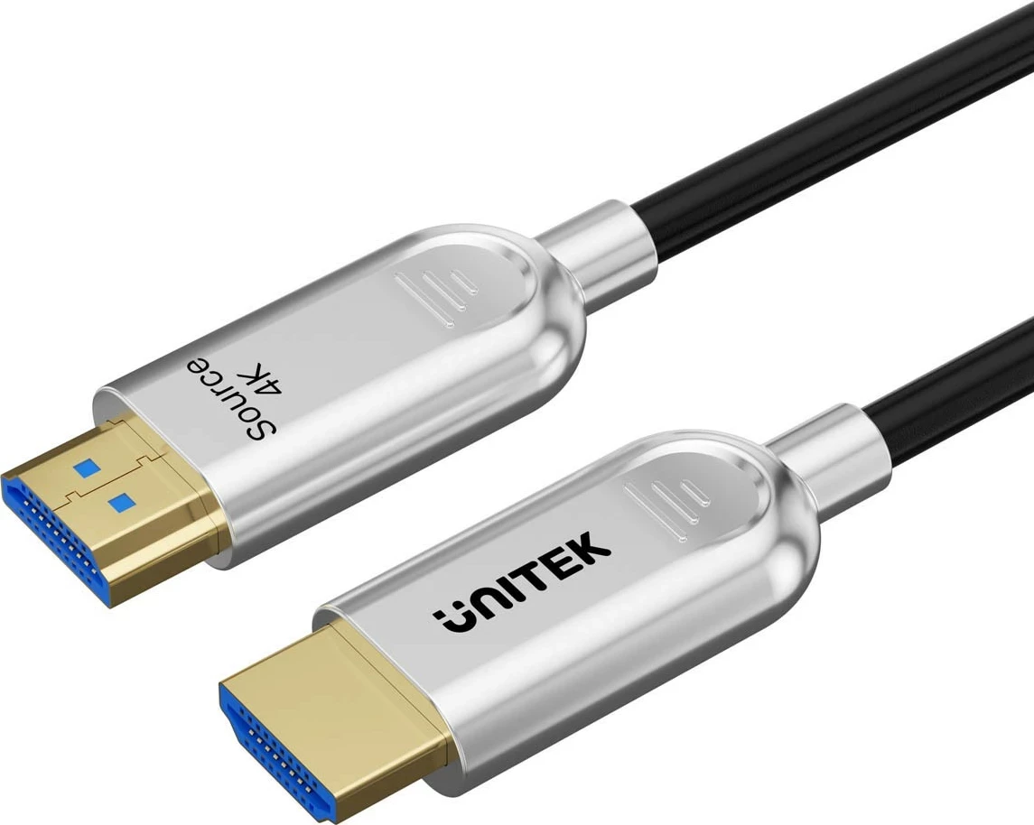 Optični HDMI kabel Unitek 2.0 AOC 4K 60Hz 60 m, srebrno-črn