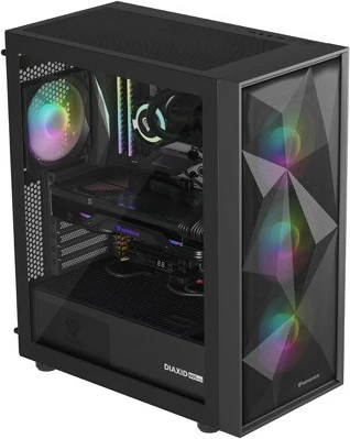 Midi tower ohišje z ARGB osvetlitvijo Natec Genesis Diaxid 605, črno