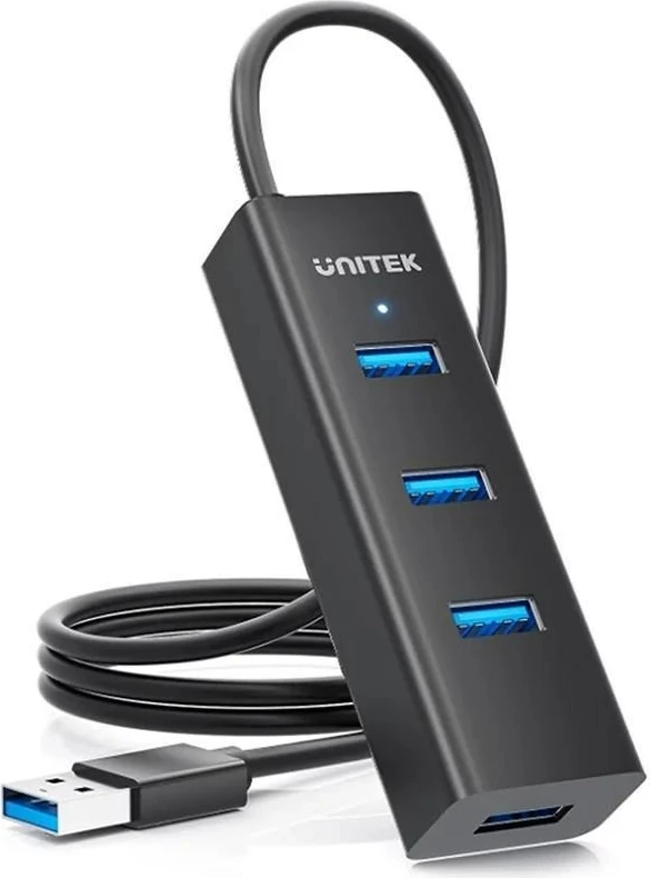 USB razdelilec UNITEK Y-3089V01, 4 vrata, 5000 Mbit/s, črn