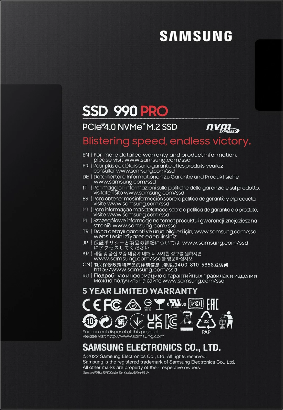SSD 2 TB, M.2, 7450 MB/s Samsung 990 PRO