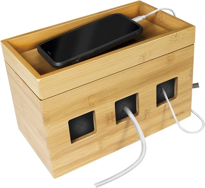 Škatla za kable iz bambusa LogiLink, bela