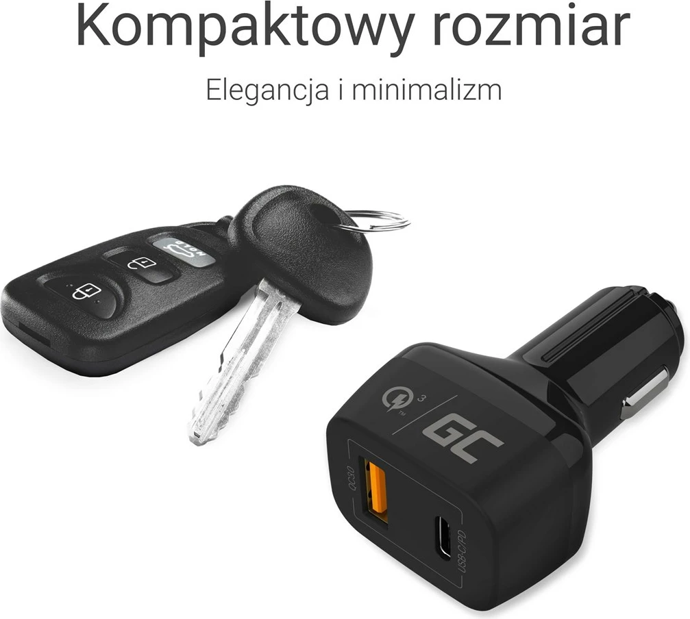 Avtomobilski polnilec Green Cell CAD33, črn