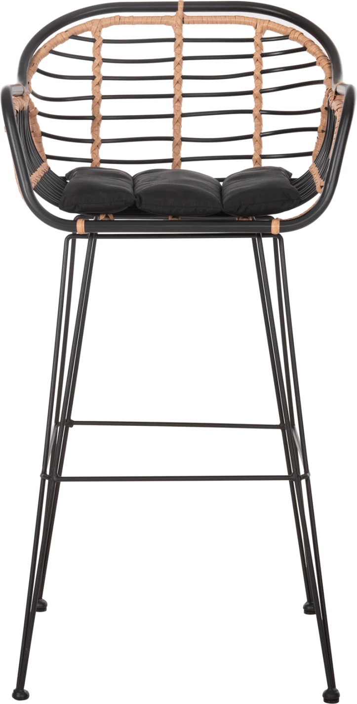 Barski stol Allegra FH5690.11 kovina in blazina črna-pletena bež 55x54x108H cm