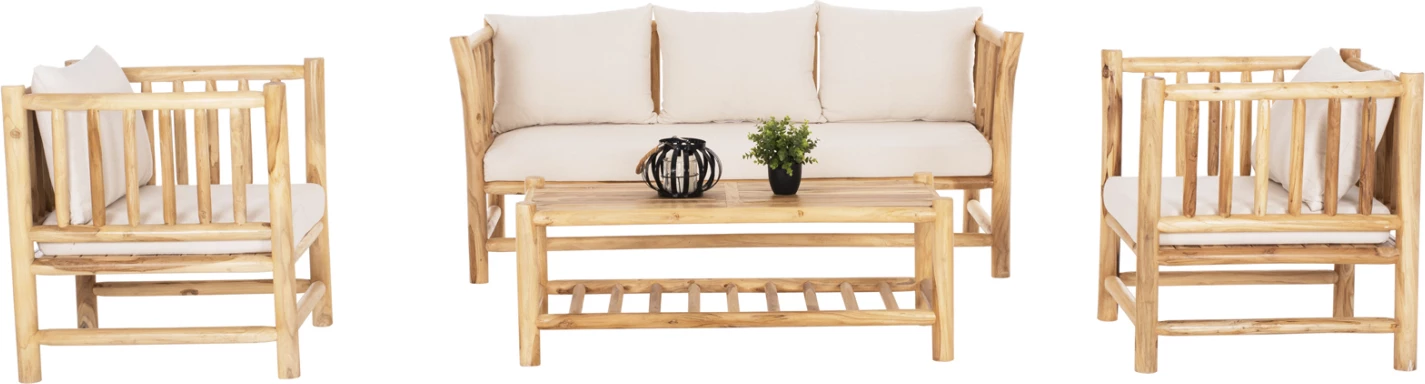 Komplet 4 kosov FH9340 masivni tik naravno-bela