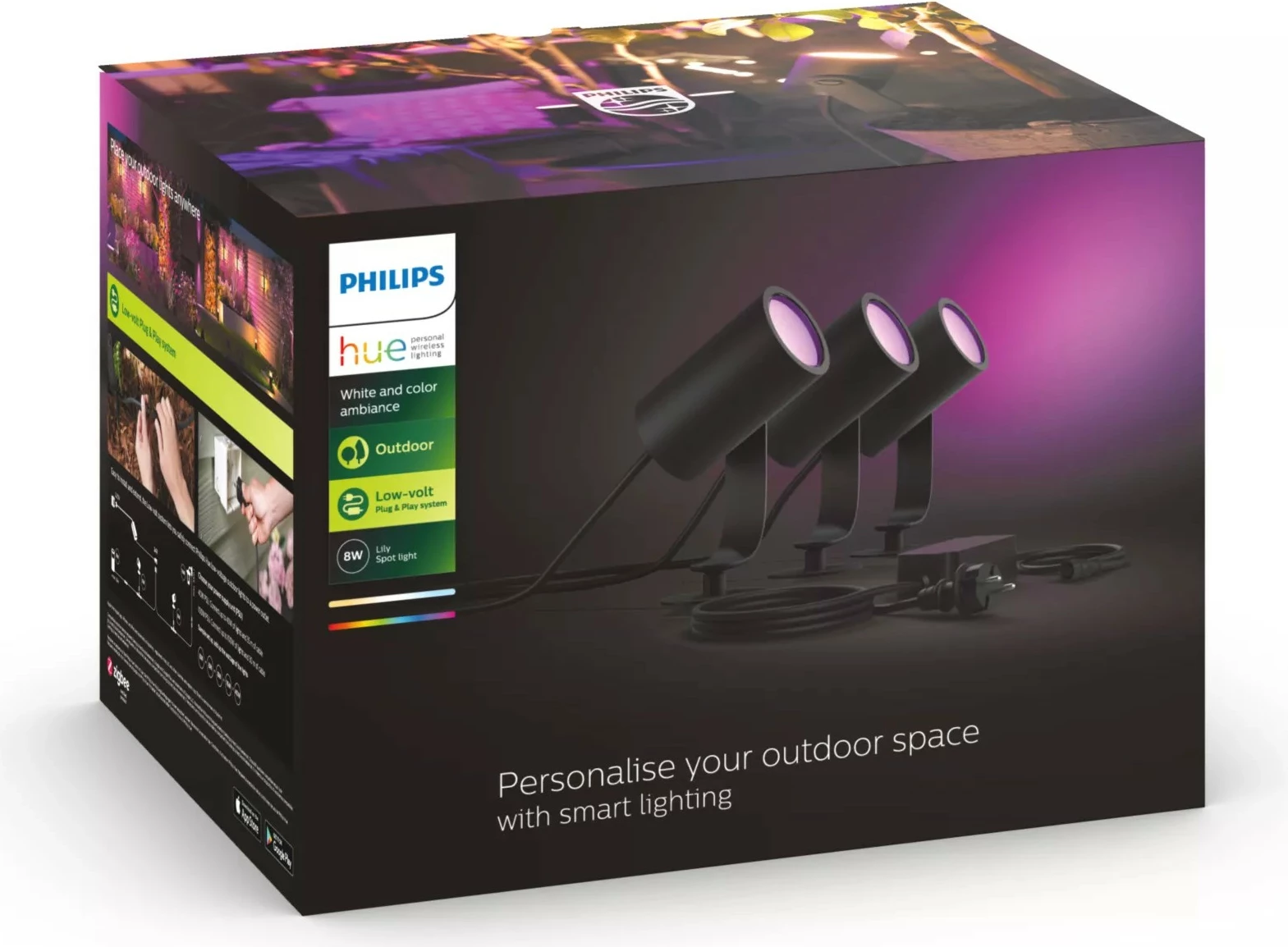 Zunanja luč Philips Hue Lily, Smart, ZigBee, LED, črna