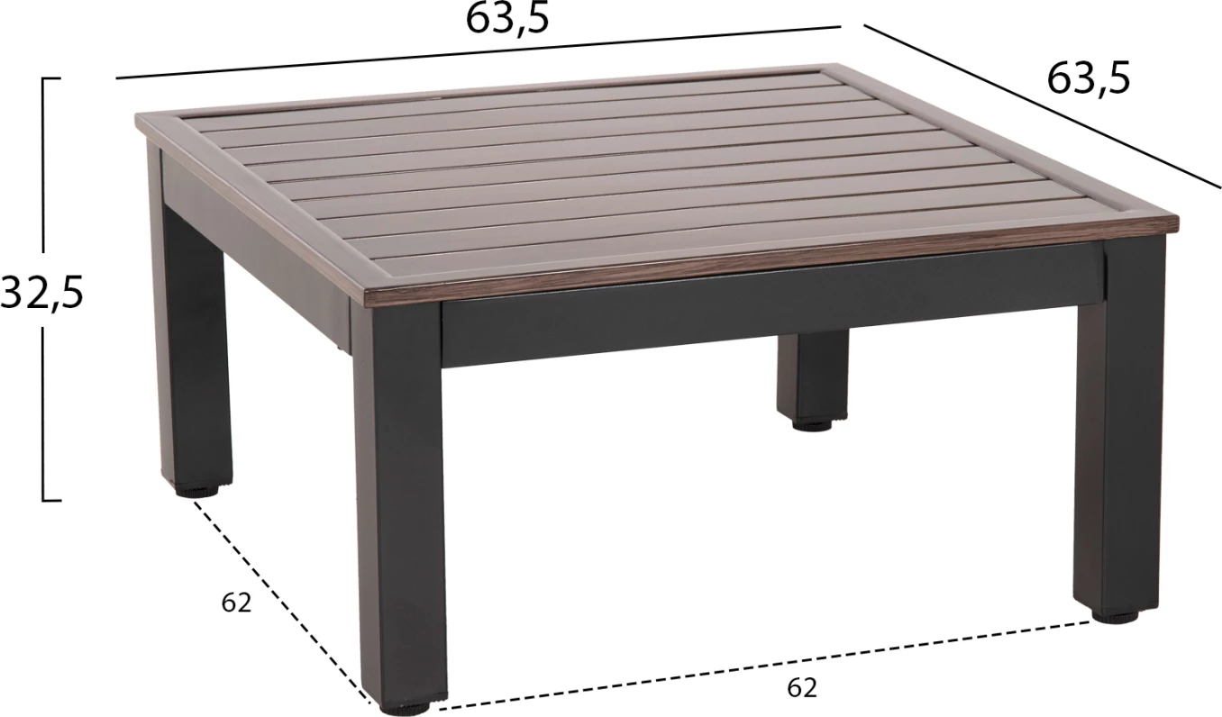 Zunanji lounge set DEX 3 kosi polimorfni FH6090 aluminij v antracitni barvi in rjavo-črnih blazinah