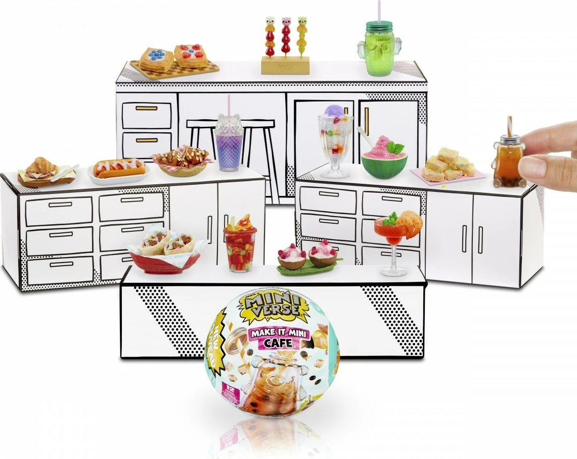Set miniatur hrane Make It Mini Foods: Cafe, MGA Miniverse, plastika, 1 kos