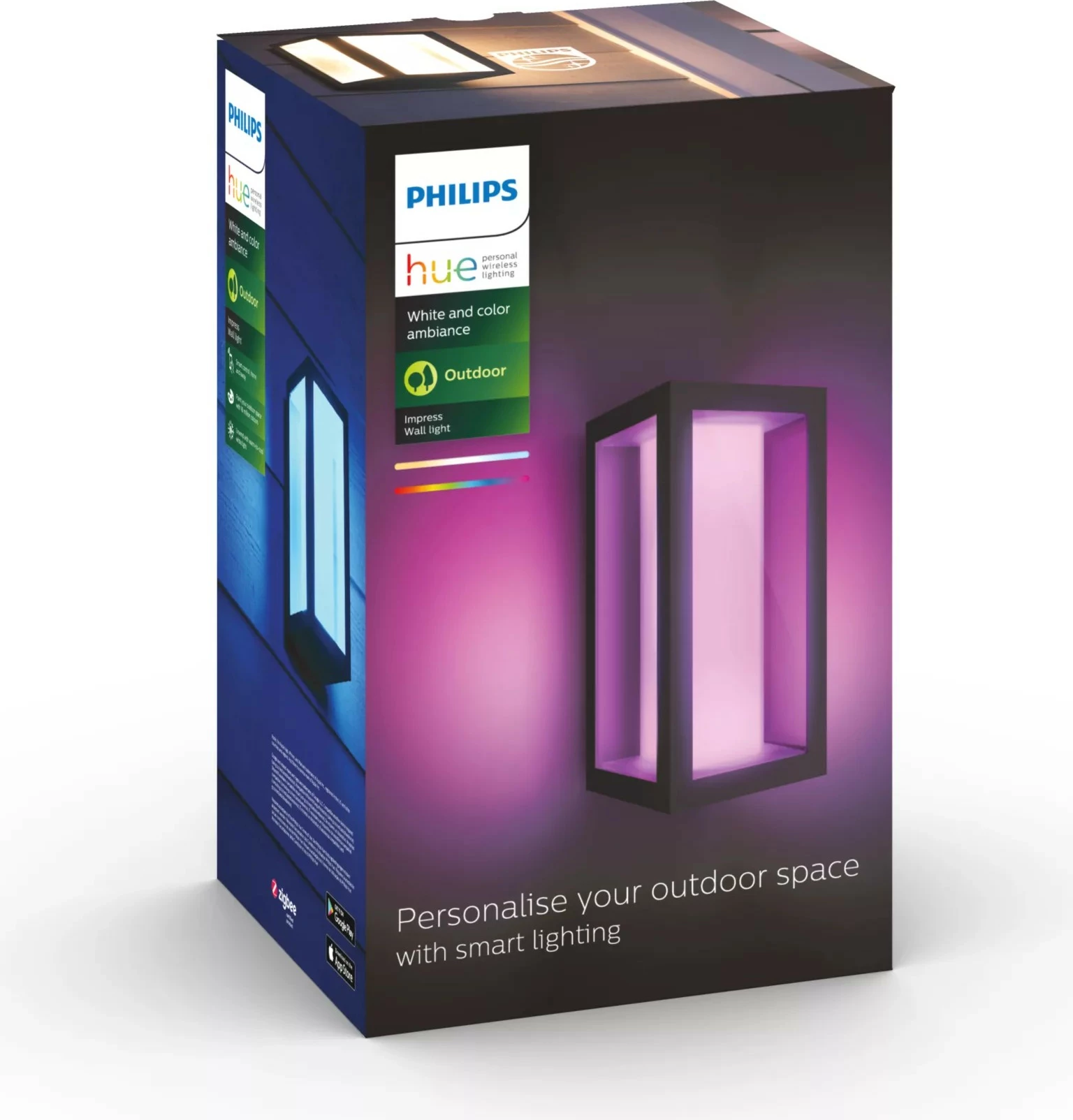 Zunanji pametni stenski svetilnik Philips Hue Impress, LED, črn