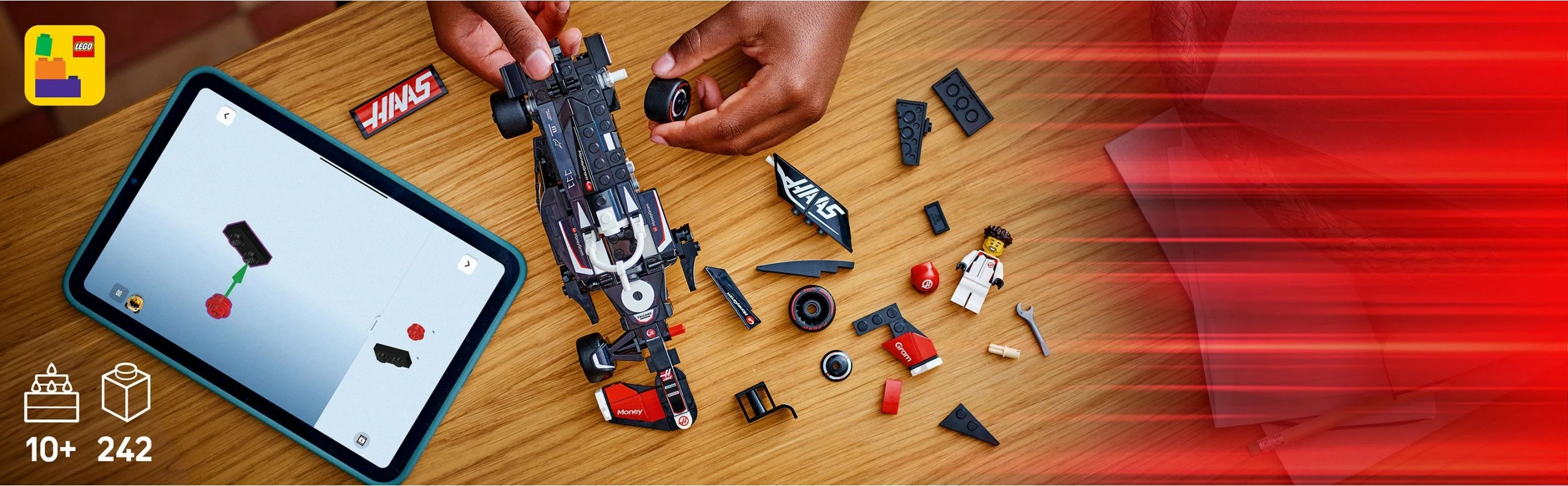 Model dirkalnika MoneyGram Haas F1 Team VF-24, 242 kosov, večbarven