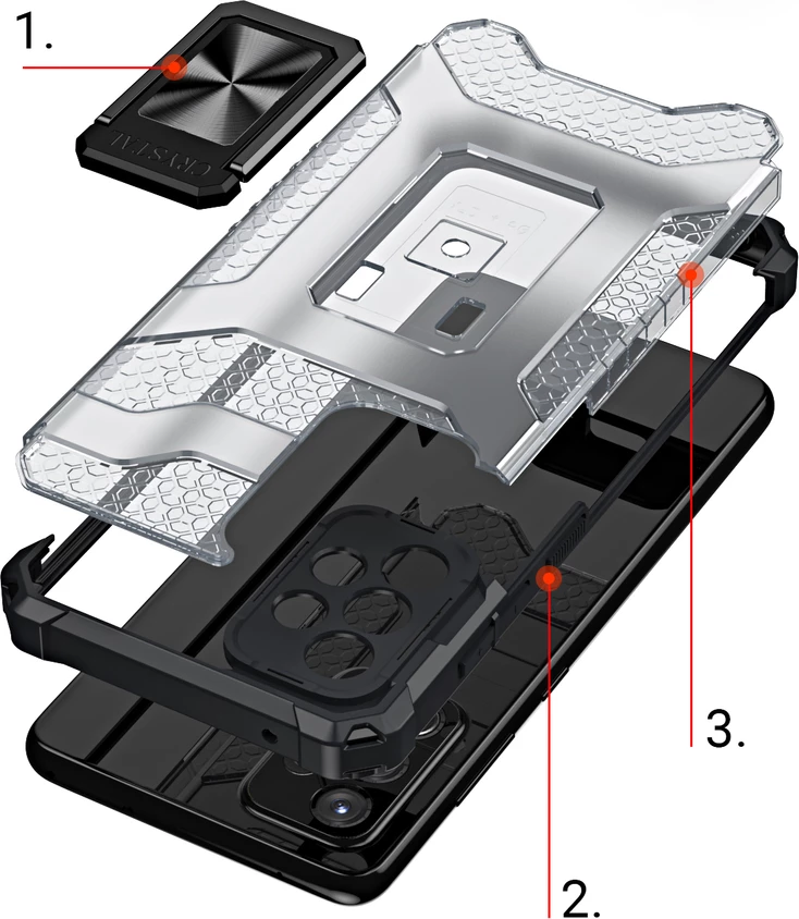Ovitek za telefon s kristalnim obročem in držalom za Samsung Galaxy A72 4G, Hurtel Crystal Ring Case, moder