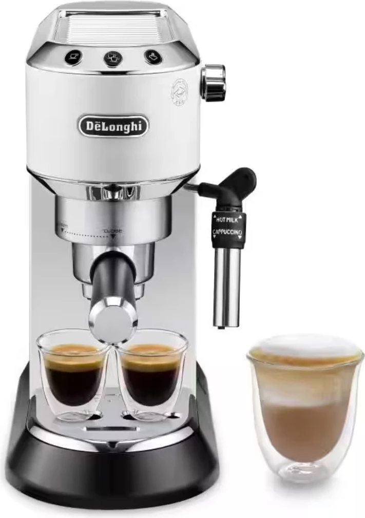 Vitki aparat za espresso s portafilterjem, s parno šobo za kapučino De'Longhi Dedica Style EC685.W, bel