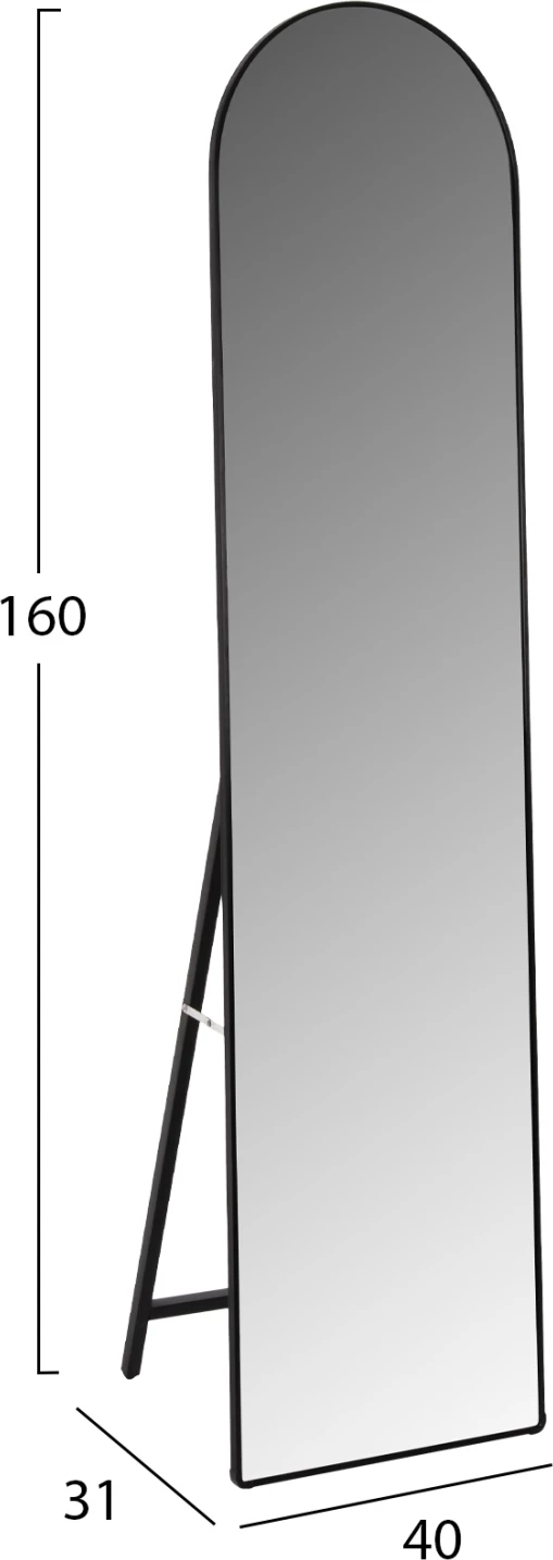 Talno stoječe ogledalo JOELY FH9578.01 aluminijast okvir v črni barvi 40x31x160Hcm
