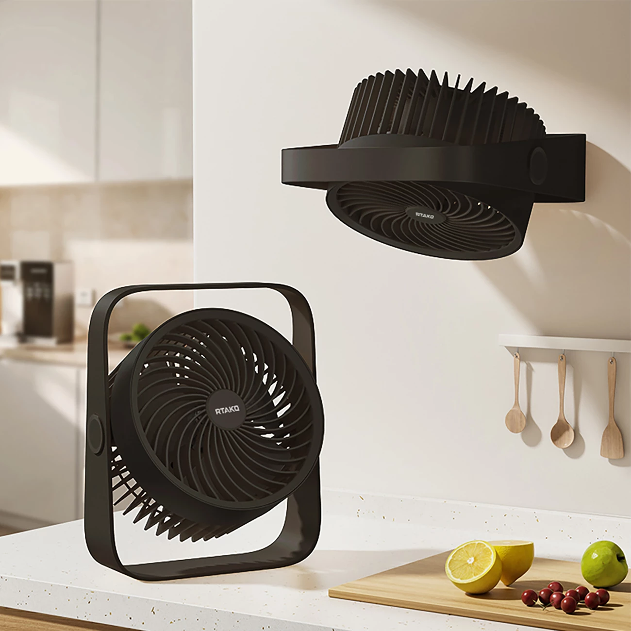 Namizni ventilator z dvema impelerjema Rtako WD0Y6S, 3600 mAh, črn