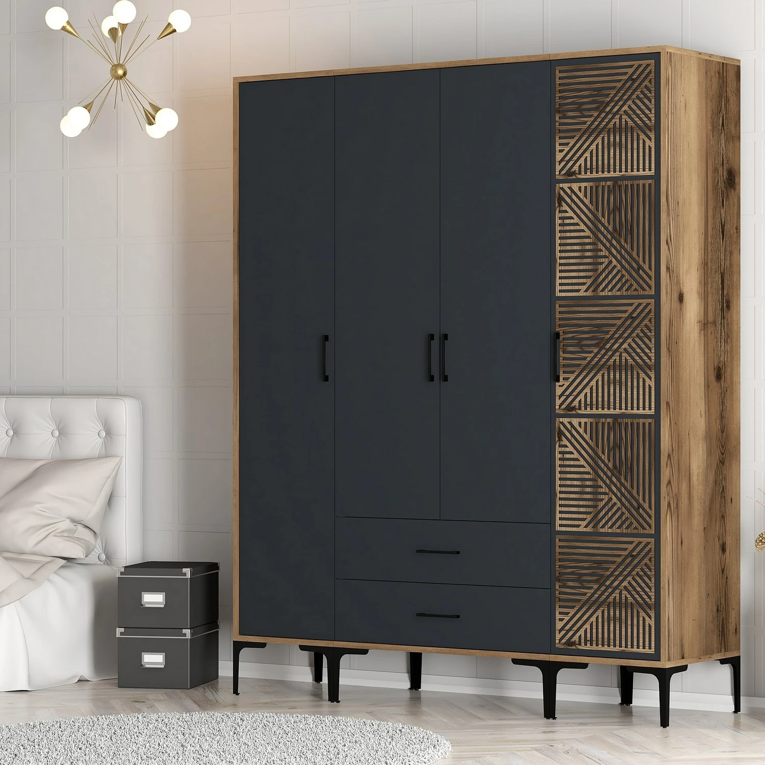 Garderobna omara Skye Decor, oreh in antracit, Kumsal STP