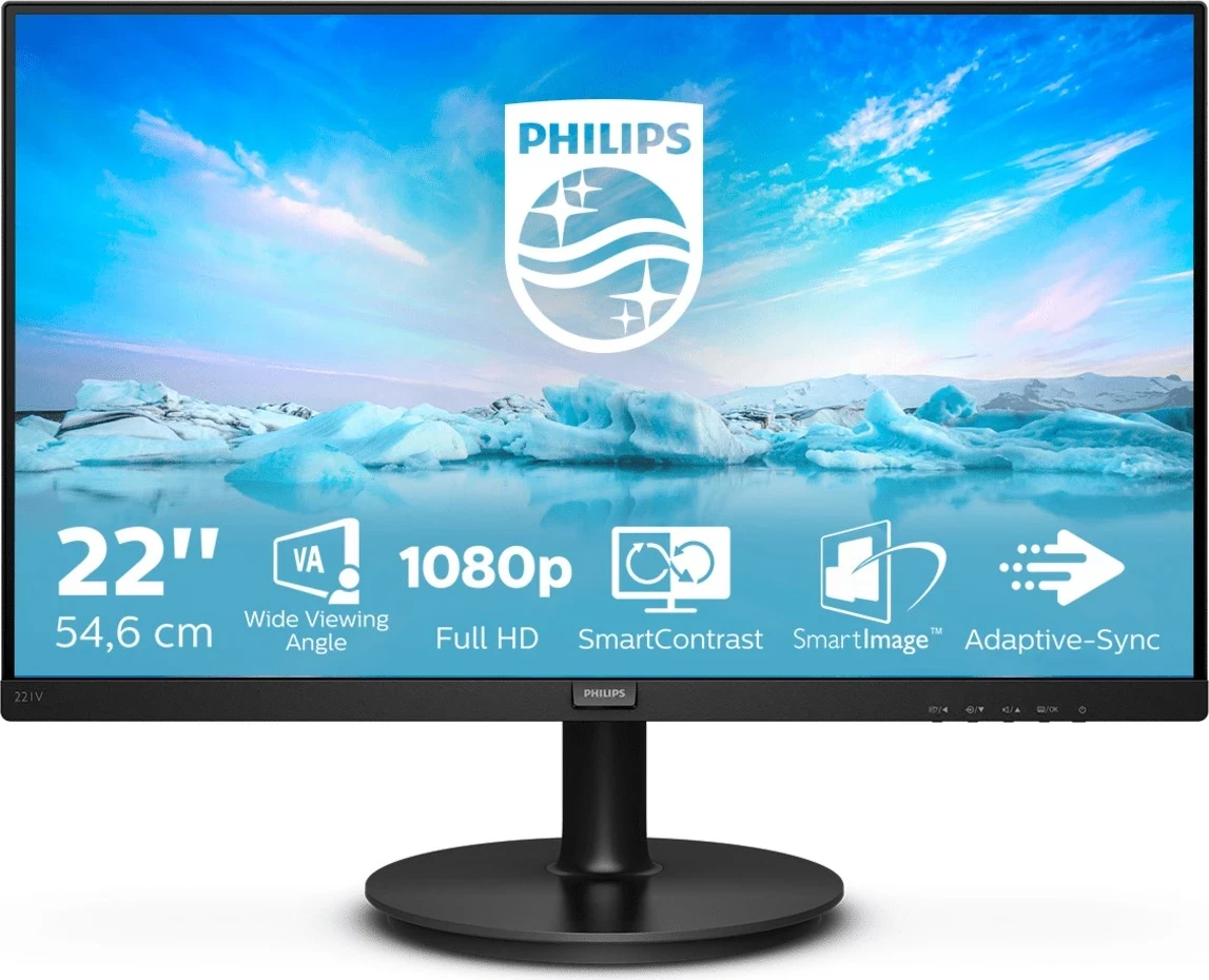 Monitor, 21,5" Full HD 75Hz, črn — Philips V Line 221V8A/00