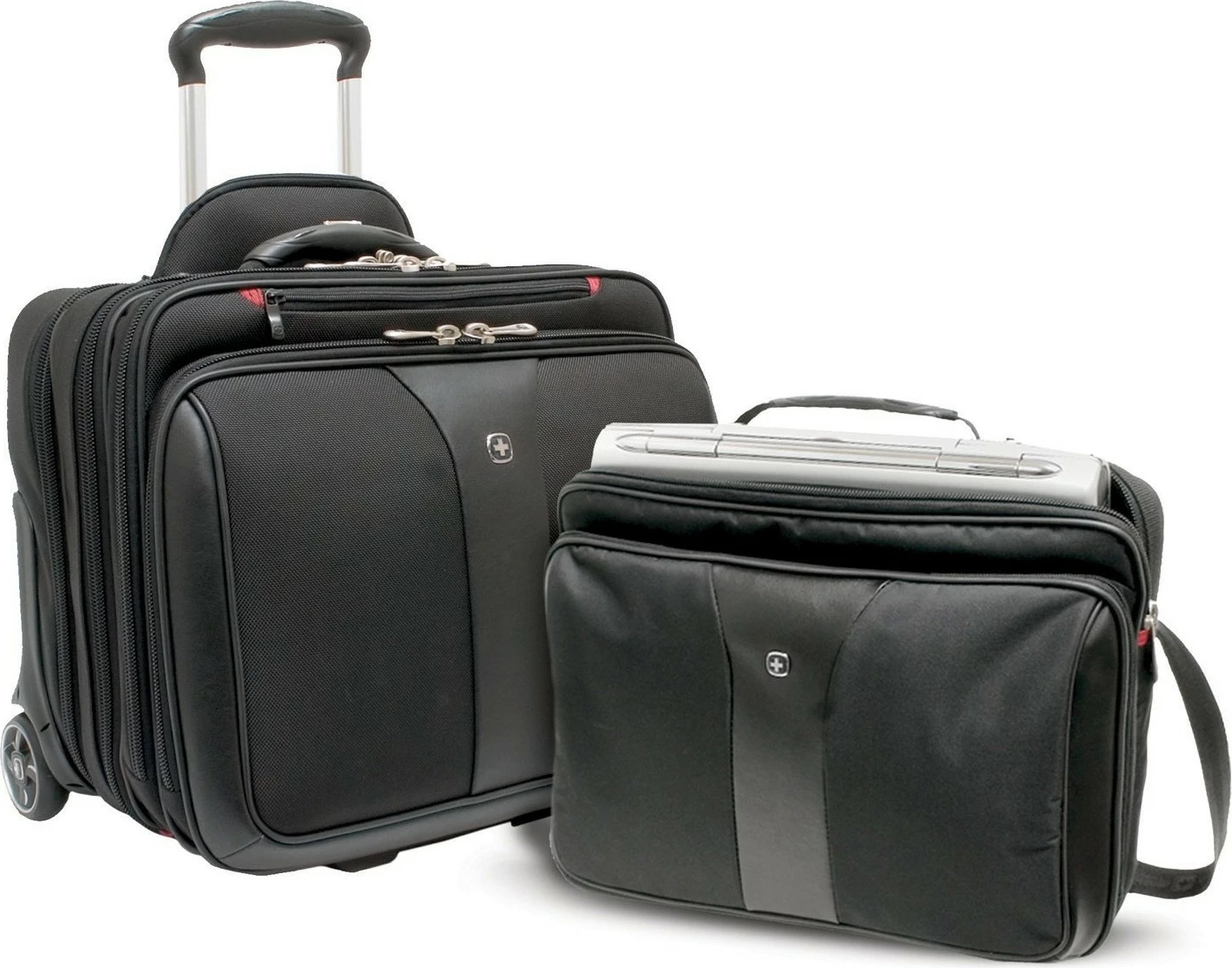Poslovni komplet 2-delni, voziček 17-palcev z torbo za prenosnik 15,4-palca, Wenger Patriot, črn