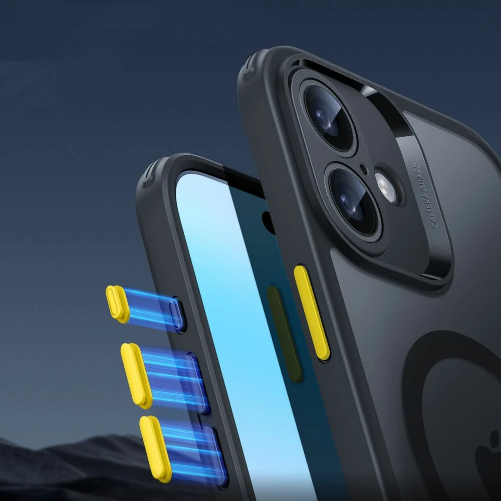 Ovitek za telefon s HaloLock MagSafe za iPhone 16, ESR Classic Pro, črn, s zaščitnim steklom