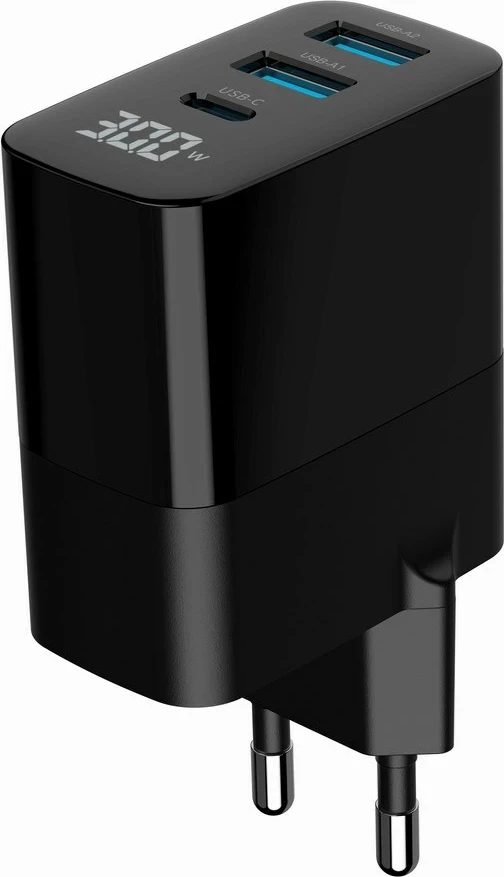Univerzalni polnilec z LCD zaslonom Gembird TA-UC-PDQC30LCD-BK-02, 30W, črn