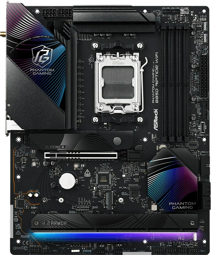 Plošča za matično ploščo Phantom Gaming B850 Riptide WiFi, ASRock, Socket AM5, ATX, črna