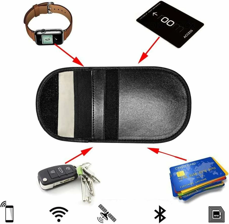 Zaščitni ovitek proti kraji za avtomobilske ključe Hurtel, Faraday škatla, 14x10 cm, črn