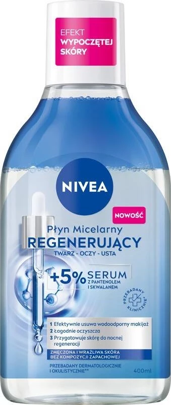 Regenerativna micelarna voda z 5% seruma Nivea, za ženske, 400 ml