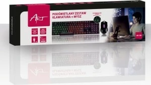 Osvetljena tipkovnica in osvetljena miška ART AK-50, USB, črn