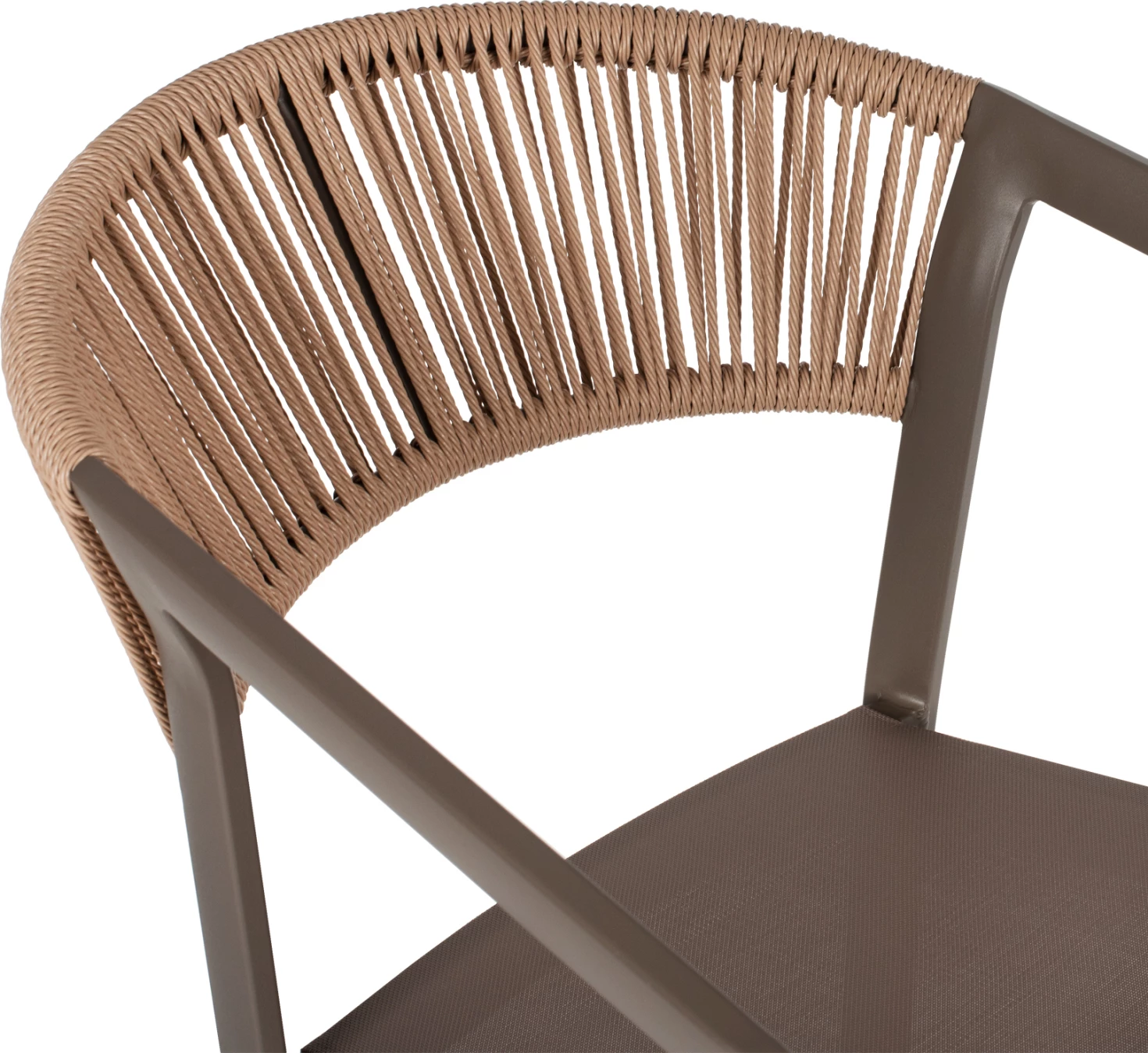 Barski stol aluminij z nasloni za roke v šampanjski barvi iz tekstilena in PE ratana 56x58x105H cm FH5892.23