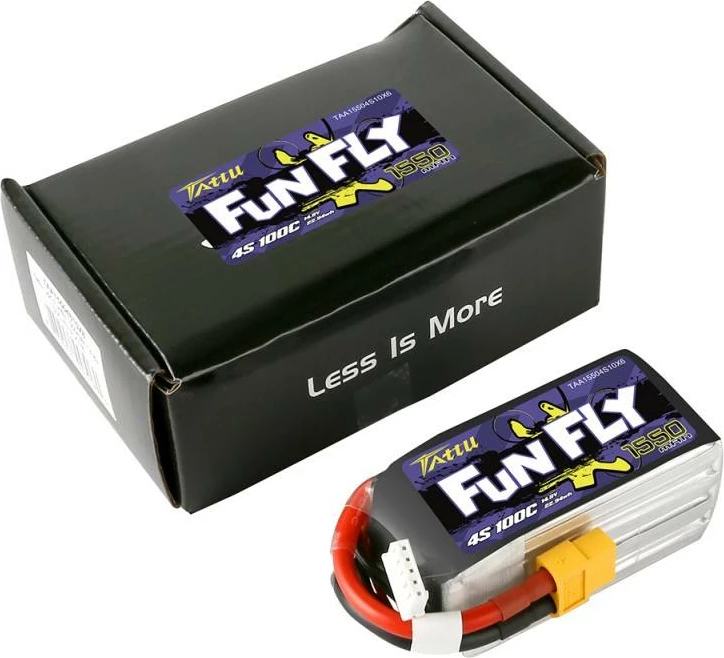 Litij-Polimerna baterija Tattu Funfly 1550mAh 4S1P 100C, za dron, črna