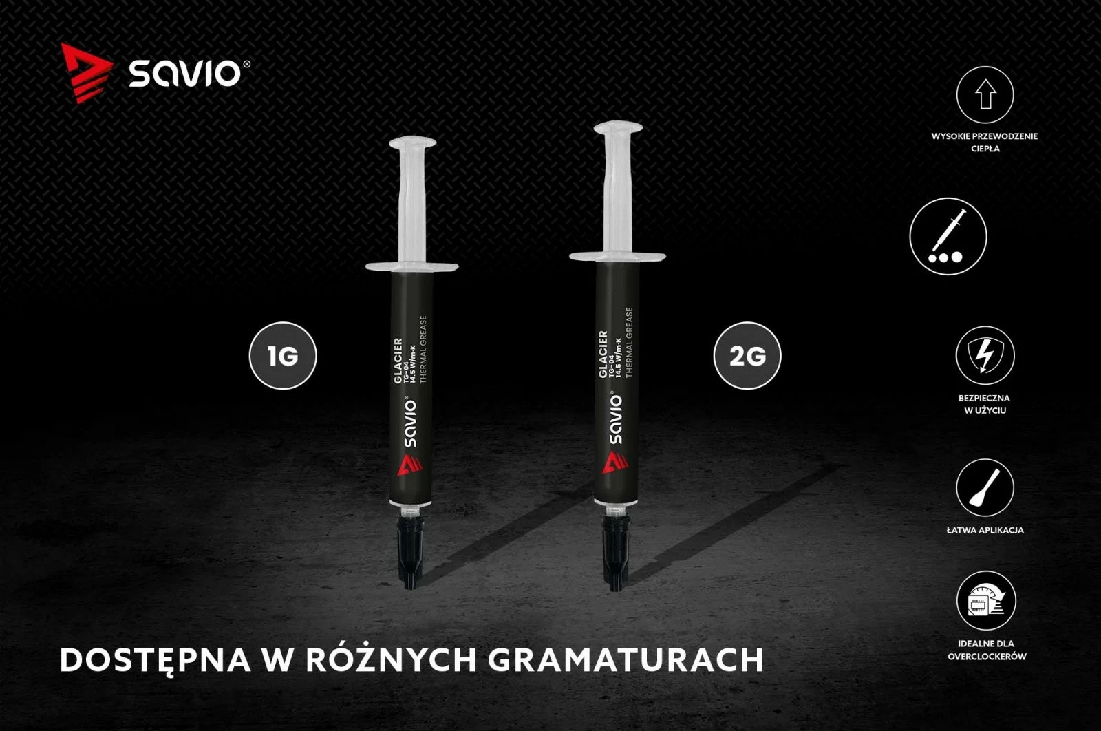 Termična pasta Savio GLACIER TG-04, 2 g, 14,5 W/mK, siva