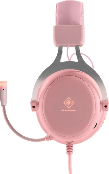 Slušalke za igre Deltaco Gaming Stereo, LED, rožnate