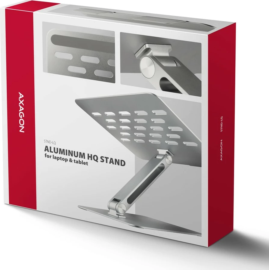 Nastavljiv aluminijast nosilec za prenosnik 10–16", AXAGON STND-LQ, siv