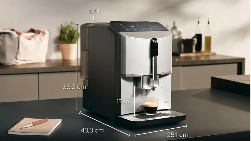 Avtomatski aparat za espresso Siemens TF303E01 EQ300, 1,4 L, z mlinčkom, črno/srebrn