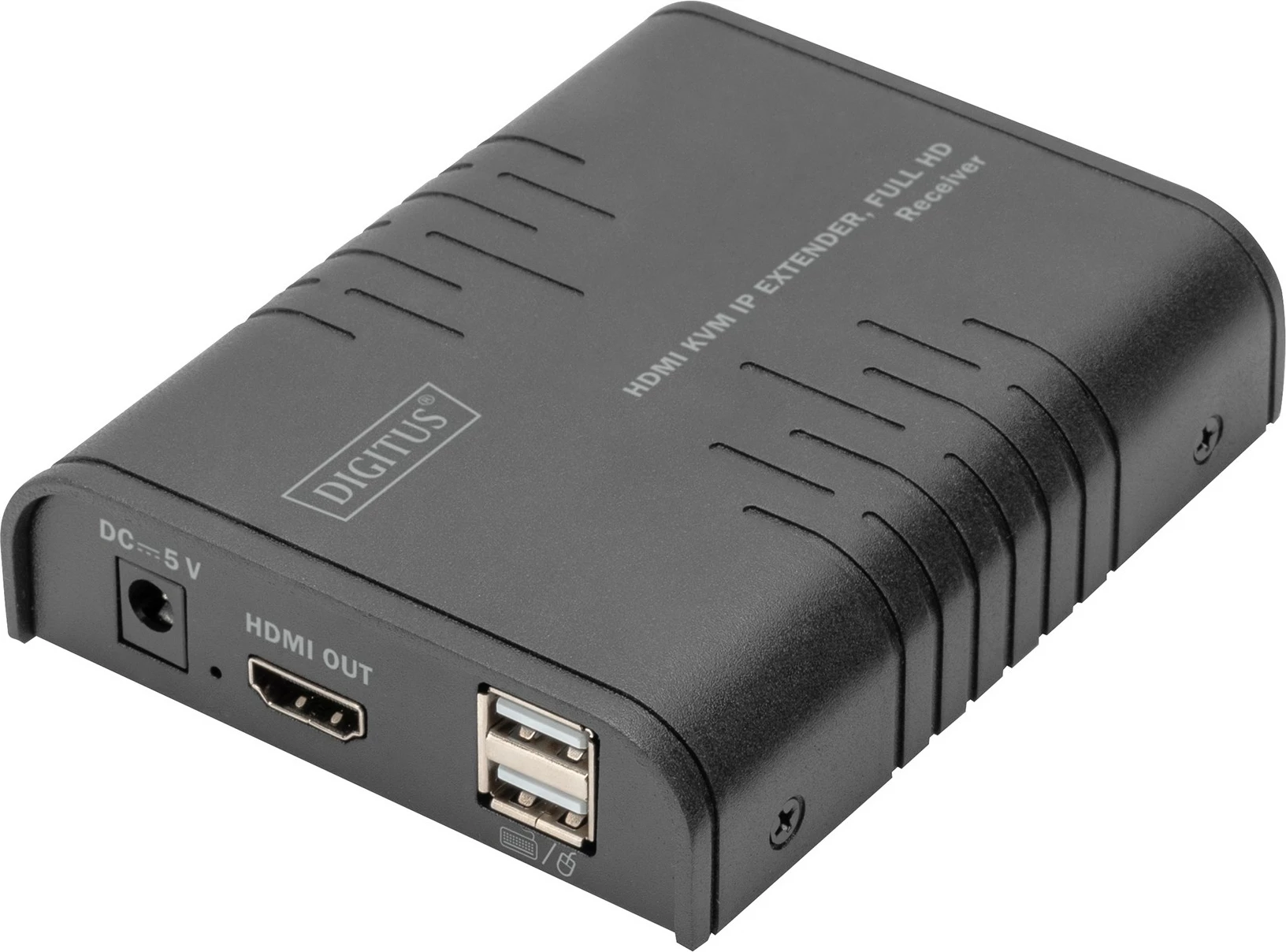 HDMI KVM IP sprejemnik Digitus DS-55530, Full HD, 120 m, Cat5e, črn