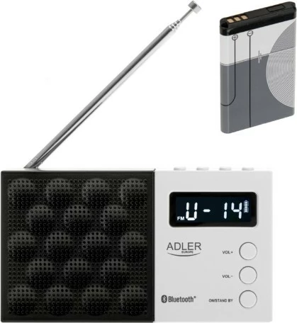 Digitalni PLL radio Adler AD1908 z Bluetoothom, USB/SD, črn/bel