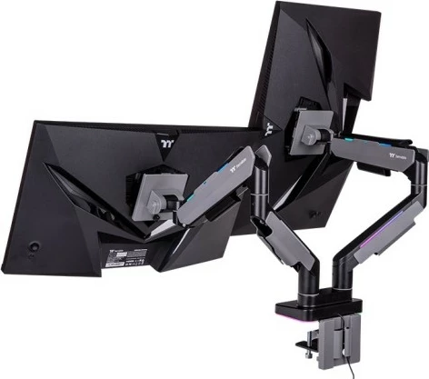 Nosilec za dva monitorja Thermaltake Dual RGB, 17–35 in, črn