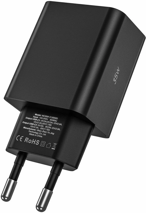 Omrežni polnilnik, 2x USB-C PD 35W, bel — Tech‑Protect C35W