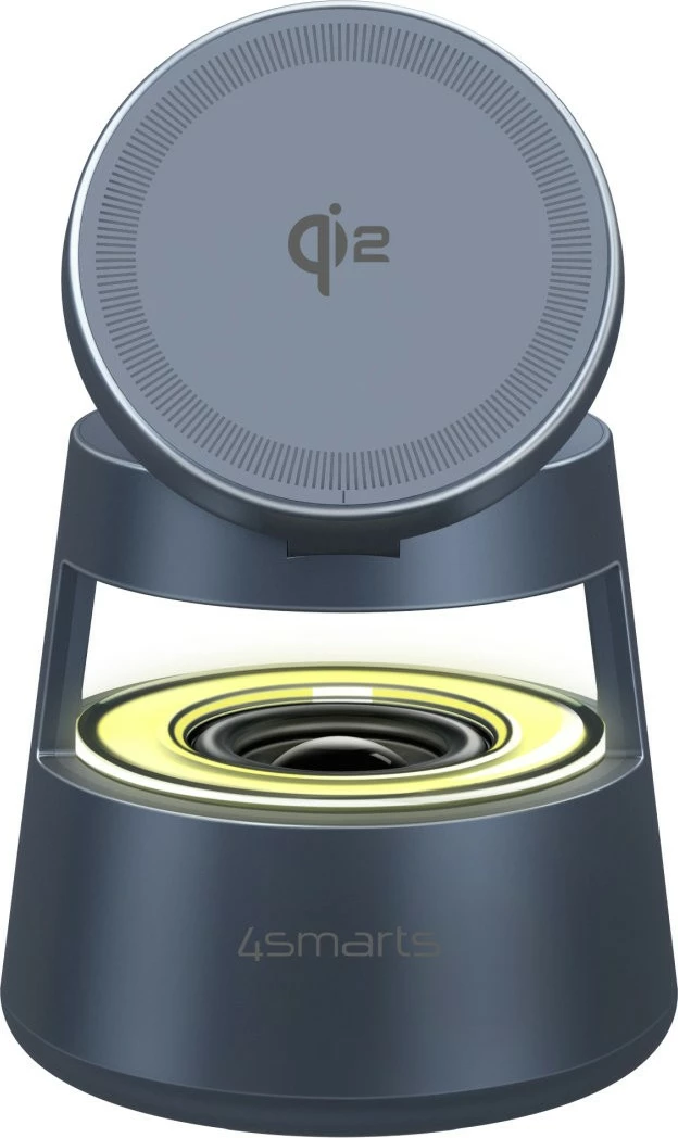 Baza za brezžično polnjenje z zvočnikom Aura Sound Qi2 4smarts, spacegrau