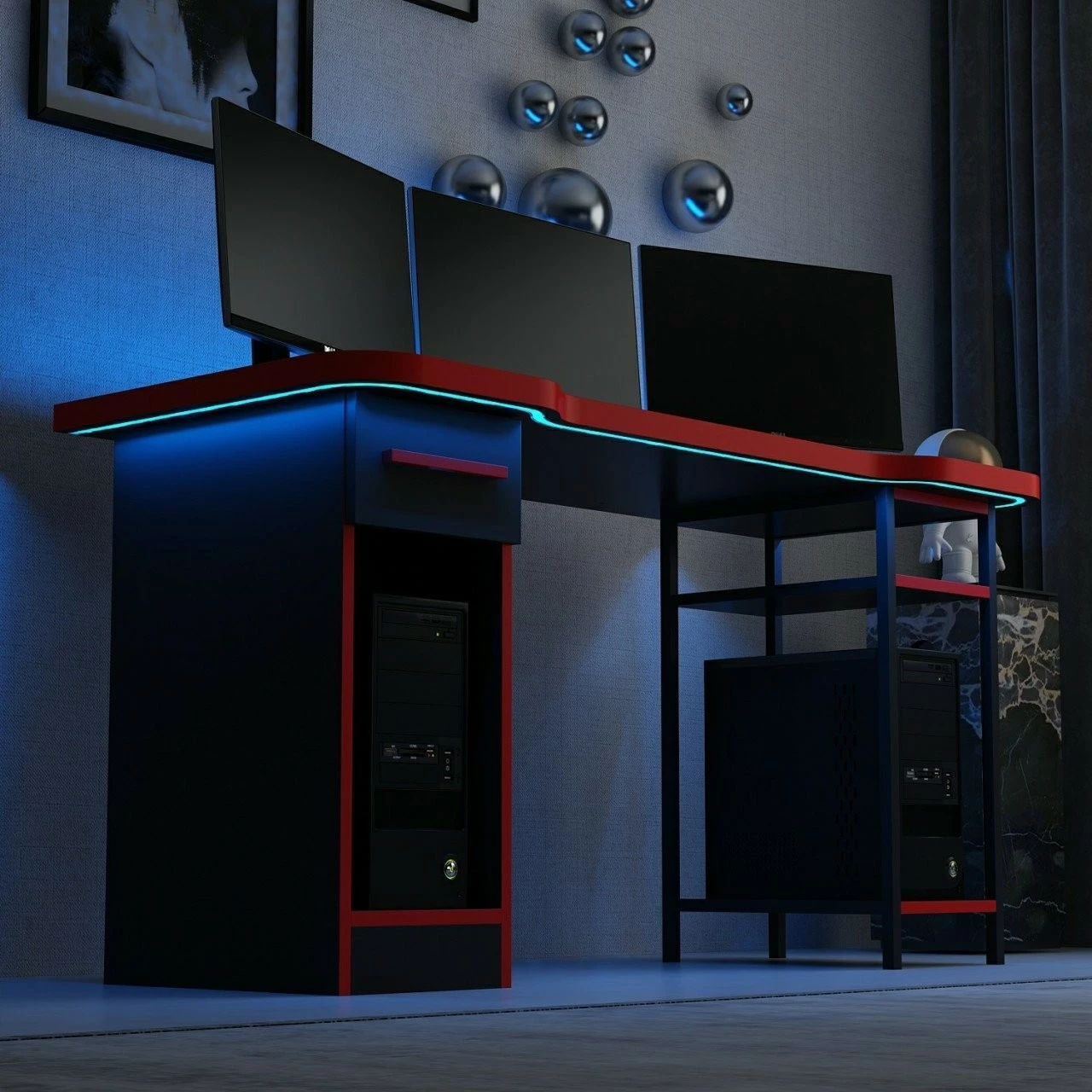 Gaming miza Skye Decor, Phoenix 6, črno-rdeča