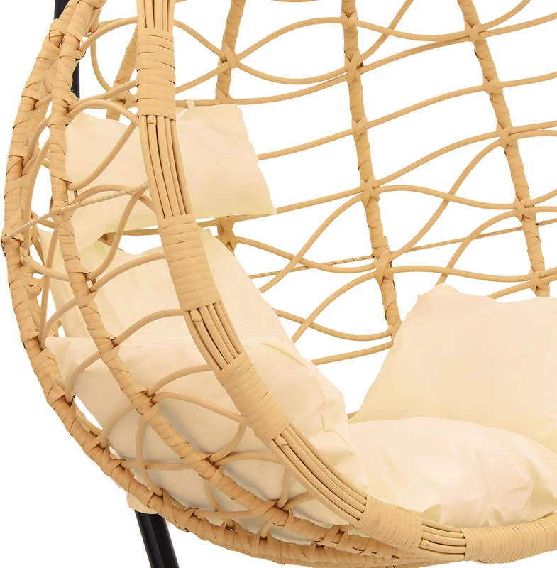 Viseči vrtni stol, kovinski, črn - PP naraven - blazina bež Hudson, 109x119x195 cm