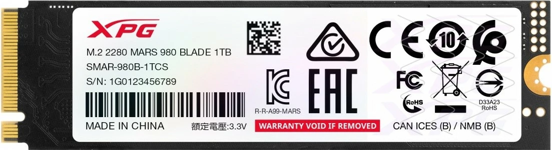 Notranji SSD Adata XPG MARS 980 BLADE, 1TB, M.2 2280, PCIe 5.0